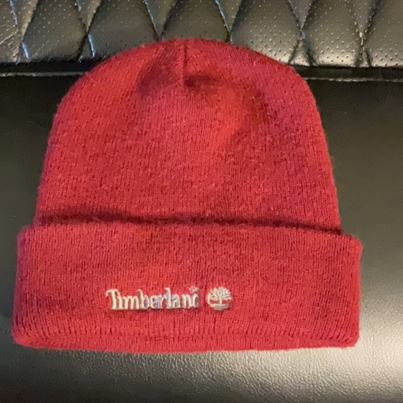 Men’s burgundy Timberland knit beanie hat OSFA - Picture 1 of 7